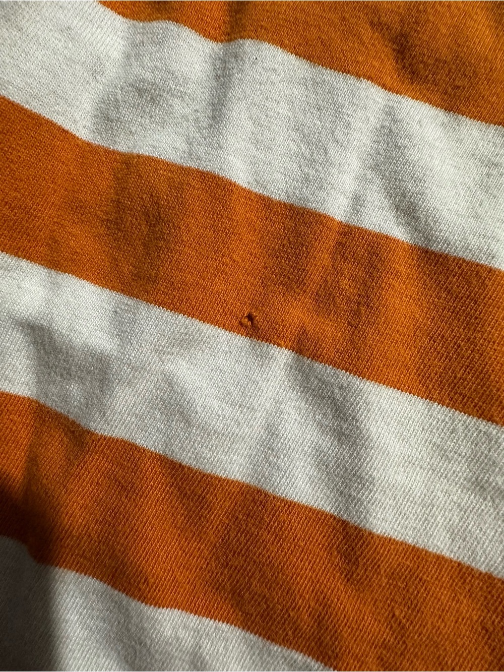 GUESS Orange & White Striped Logo Tee with Blue Chest Script - Picture 4 of 7